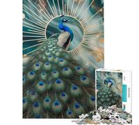 Puzzle de 1000 pièces pour Adolescents Paon élégant auréolé d'or Puzzle pour Adultes Jeu Amusant Idéal pour Passer Le Temps à la Maison Cadeau d'anniversaire Unique (Dimensions 38x26cm)