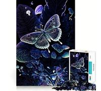 Puzzle de 1000 pièces pour Adolescents Papillon Néon Ajustement Parfait Jeu de Réflexion Amusant Loisirs Loisirs Décoration de Noël (38x52cm)