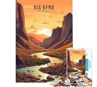 Puzzle de 1000 pièces pour Adolescents Parc National de Big Bend Jeu Familial Décoration Murale pour Anniversaire Noël (Dimensions 38x52cm)