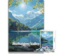 Puzzle de 1000 pièces pour Adolescents - Parc National de la vallée de Jiuzhaigou, Chine - Jeu de réflexion Familial - Améliore la mémoire - Cadeau d'anniversaire - Dimensions 38x52cm