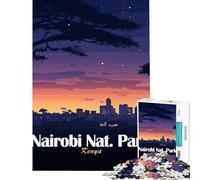 Puzzle de 1000 pièces pour Adolescents Parc National de Nairobi Kenya la Nuit Jeu Manuel Apprentissage Jouets éducatifs Cadeaux de Noël Secret Passe-Temps idéal Pendant Les Vacances (75x50cm)