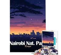Puzzle de 1000 pièces pour Adolescents Parc National de Nairobi Kenya la Nuit Jeu Manuel Jouet addictif pour cultiver la Patience Cadeau Artistique et éducatif (Dimensions 38x52cm)