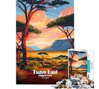 Puzzle de 1000 pièces pour Adolescents Parc National de Tsavo Est Kenya Art Jeux relaxants Jouets addictifs pour cultiver la Patience Cadeau Artistique Décoration Murale (Taille 50x75cm)