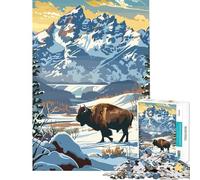 Puzzle de 1000 pièces pour Adolescents Parc National de Yellowstone en Hiver Activités Amusantes à la Maison Jeu éducatif Familial pour Les 14 Ans et Plus 38x52cm