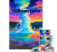Puzzle de 1000 pièces pour Adolescents Parc National de Yellowstone Paysage coloré Jeu de Puzzle éducatif 1000 pièces Une œuvre d'art Jeu éducatif Familial (38x52cm)