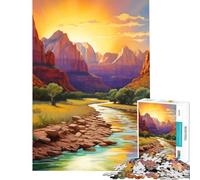Puzzle de 1000 pièces pour Adolescents Parc National de Zion Activités Amusantes à la Maison Décoration Parfaite Jeux relaxants pour Les 14 Ans et Plus (38x52cm)