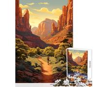 Puzzle de 1000 pièces pour Adolescents Parc National de Zion Vélo Jeu éducatif et Amusant Cadeau Impossible Renforcer l'amour de Couple Dimensions 50x75cm