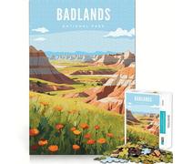 Puzzle de 1000 pièces pour Adolescents Parc National des Badlands Jeu Amusant et Facile à Assembler Entraînement Mental Jeu décontracté Décoration de Noël (50x75cm)