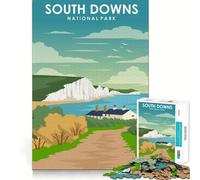 Puzzle de 1000 pièces pour Adolescents Parc National des South Downs Jeu d'assemblage précis Défi Mental Jouet Moment de détente et de Divertissement Scène de Noël (38x52cm)