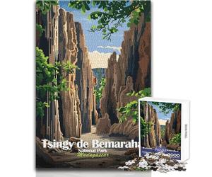 Puzzle de 1000 pièces pour Adolescents, Parc National des Tsingy de Bemaraha, Madagascar Jeu Impossible, activités familiales, Cadeau de Noël Secret Dimensions:50x75cm