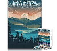 Puzzle de 1000 pièces pour Adolescents - Parc National du Loch Lomond - Jeu au Design Magnifique et au défi Stimulant - Jouet Anti-Stress - Dimensions 38x26cm