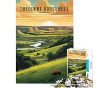 Puzzle de 1000 pièces pour Adolescents Parc National Theodore Roosevelt Stimule Le Cerveau Jeu Amusant pour Toute la Famille Convient aux 14 Ans et Plus (50x75cm)