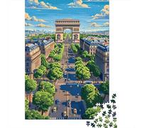 Puzzle De 1000 Pièces pour Adolescents Paris Arc De Triomphe Illustration Puzzles pour Adultes Difficile, Stimulant Et Amusant À Terminer, Un Jeu Familial Amusant 52x38cm/1000pcs