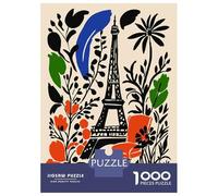 Puzzle De 1000 Pièces pour Adolescents Paris Eiffel Tower Floral Illustration Puzzles pour Adultes, Jouet, Décoration Murale, Une Œuvre d'art, Difficile Et Stimulant 38x26cm/1000pcs
