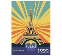 Puzzle De 1000 Pièces pour Adolescents Paris Eiffel Tower Vintage Poster Puzzles pour Adultes - Jeu De Réflexion Difficile Et Stimulant À Compléter 70x50cm/1000pcs