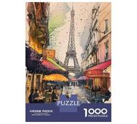 Puzzle De 1000 Pièces pour Adolescents Paris Eiffel Tower Watercolor Art Print Puzzle pour Adultes Jeu Manuel Défi Difficile Est Idéal comme Cadeau 38x26cm/1000pcs