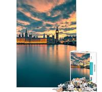 Puzzle de 1000 pièces pour Adolescents Parlements de Londres Royaume-Uni Défi intellectuel Jeu addictif et Relaxant Décoration Murale Idée Cadeau (Dimensions 38x52cm)
