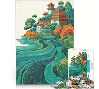 Puzzle de 1000 pièces pour Adolescents, Paysage Asiatique avec pagodes et rivière, Jeu Impossible, activités Amusantes à la Maison, Cadeaux d'anniversaire et de Noël Uniques 38x52cm