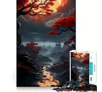 Puzzle de 1000 pièces pour Adolescents : Paysage automnal avec rivière et Ville au Loin Découpe Lisse,Jeu de logique,Moment de détente,Cadeau d'anniversaire ou Loisir (38x52cm)
