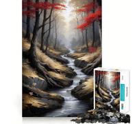Puzzle de 1000 pièces pour Adolescents Paysage automnal de rivière à Travers la forêt Découpe Lisse Jeu de logique Temps de Jeu Relaxant Cadeau d'anniversaire ou Loisir (50x75cm)