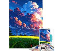 Puzzle de 1000 pièces pour Adolescents Paysage d'anime avec Nuages et Champs Puzzles à Faire soi-même Jeu Difficile et Amusant à réaliser à la Maison (Taille 38x52cm)