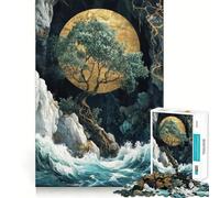 Puzzle de 1000 pièces pour Adolescents, Paysage d'arbre et de Lune, découpe Nette, Jeu cognitif, Cadeau pour des Moments de Calme, décoration de Noël (38x52cm)