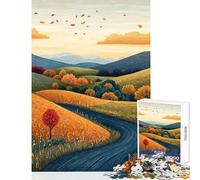 Puzzle de 1000 pièces pour Adolescents Paysage d'automne avec rivière et collines Jeu Amusant et Anti-Stress Jouet éducatif Renforce l'amour Entre Les Couples (50x75cm)