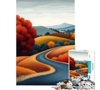 Puzzle de 1000 pièces pour Adolescents Paysage d'automne sur Une Route Idéal pour Un Anniversaire Les Vacances de Noël Jouet éducatif pour Passer Le Temps Convient aux 14 Ans et Plus (38x52cm)