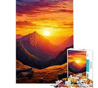 Puzzle de 1000 pièces pour Adolescents Paysage de Coucher de Soleil en Montagne Art numérique défi à relever pour s'amuser en Famille Jouet Anti-Stress pour Les 14 Ans et Plus (38x52cm)