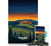 Puzzle de 1000 pièces pour Adolescents Paysage de Coucher de Soleil toscan Découpe précise Jeu Artistique Amusant et Relaxant Cadeau d'anniversaire Original (50x75cm)