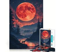 Puzzle de 1000 pièces pour Adolescents,Paysage de Lune de Sang,découpe précise,Jeu Stimulant,Moment de détente,Loisirs créatifs de Noël (50x75cm)