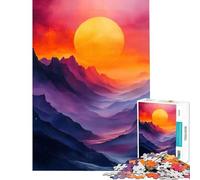 Puzzle de 1000 pièces pour Adolescents Paysage de Montagne au Coucher du Soleil Art numérique Jeu Pratique et Stimulant Cadeau d'anniversaire Décoration intérieure (Dimensions 38x26cm)