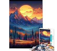 Puzzle de 1000 pièces pour Adolescents Paysage de Montagne au Coucher du Soleil Jeu Anti-Stress pour Adolescents Stimulant l'analyse et la logique et favorisant l'exercice cérébral (50x75cm)
