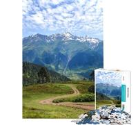 Puzzle de 1000 pièces pour Adolescents Paysage de Montagne avec Chemin sinueux Jeu de réflexion pour Adultes découpe de précision Cadeau de Noël ou d'anniversaire (Taille 38x52cm)