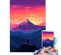 Puzzle de 1000 pièces pour Adolescents Paysage de Montagne Pixel Art Jeu Pratique éducatif et Amusant Cadeau pour Femmes et Hommes (Taille 38x26cm)