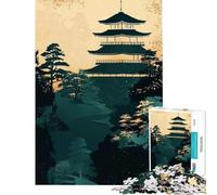 Puzzle de 1000 pièces pour Adolescents Paysage de pagode Japonaise Kintsugi Jeu Relaxant Jouet intellectuel Cadeau pour Femmes et Hommes Une œuvre d'art (Taille 38x26cm)