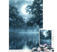 Puzzle de 1000 pièces pour Adolescents Paysage de rivière au Clair de Lune Jeu Familial améliore Les Souvenirs décoration intérieure Jouet renforce l'amour Entre Les Couples (38x52cm)