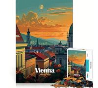 Puzzle de 1000 pièces pour Adolescents Paysage de Vienne au Coucher du Soleil Découpe Nette Jeu cognitif Amusant Loisirs créatifs Décoration de Noël pour la Maison (50x75cm)