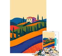 Puzzle de 1000 pièces pour Adolescents Paysage de Villa Toscane en Italie Jeu Impossible Jouet éducatif pour se détendre (Taille 38x26cm)