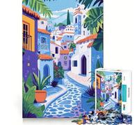 Puzzle de 1000 pièces pour Adolescents,Paysage de Village européen,Art Minimaliste,découpe Lisse,Jouet d'exercice cérébral,activité de Jeu relaxante pour Un Anniversaire (38x26cm)