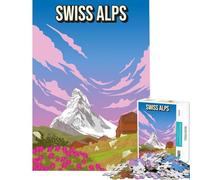 Puzzle de 1000 pièces pour Adolescents Paysage des Alpes suisses en Pixel Art Jeu Amusant et addictif pour cultiver la Patience Cadeau d'anniversaire pour Toute la Famille (Taille 75x50cm)