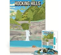 Puzzle de 1000 pièces pour Adolescents Paysage des collines de Hocking avec Cascade Découpe Parfaite Jeu de logique Amusant et paisible Idéal pour Un Anniversaire (38x52cm)
