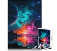 Puzzle de 1000 pièces pour Adolescents : Paysage d'exoplanètes avec planètes à Anneaux Un Jeu Unique et Stimulant, à la Fois Amusant et Original Un Cadeau Artistique Dimensions : 50x75cm