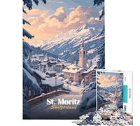 Puzzle de 1000 pièces pour Adolescents Paysage d'hiver à Saint-Moritz Décoration Murale Cadeau Original et Unique (50x75cm)