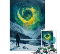 Puzzle de 1000 pièces pour Adolescents Paysage d'hiver avec Tourbillon céleste Jeu Manuel éducatif et Stimulant Cadeau pour Femmes et Hommes décoration intérieure (Taille 38x52cm)