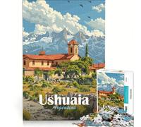 Puzzle de 1000 pièces pour Adolescents Paysage d'Ushuaia Argentine décoration Murale stimule la mémoire Cadeau Unique pour Un Anniversaire ou Noël 38x52cm