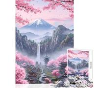 Puzzle de 1000 pièces pour Adolescents Paysage Japonais avec cerisiers en Fleurs Jeu éducatif pour Un Père Noël Secret Jeu de Manipulation pour renforcer Les Liens Entre Couples 38x26cm