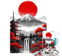 Puzzle de 1000 pièces pour Adolescents Paysage Japonais avec pagode et Montagne Difficile et Stimulant mais Amusant et Humoristique décoration Murale Convient aux 14 Ans et Plus (38x52cm)