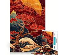 Puzzle de 1000 pièces pour Adolescents,Paysage Japonais Bordeaux,Impression d'art Kintsugi,Ajustement Parfait,Jeu,compétence mentale,Divertissement,Loisirs,décoration de Noël (38x26cm)