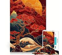 Puzzle de 1000 pièces pour Adolescents,Paysage Japonais Bordeaux,Impression d'art Kintsugi,découpe Fine,Jeu d'entraînement à la Concentration,Jeu Amusant et Calme,Cadeau de Noël (50x75cm)